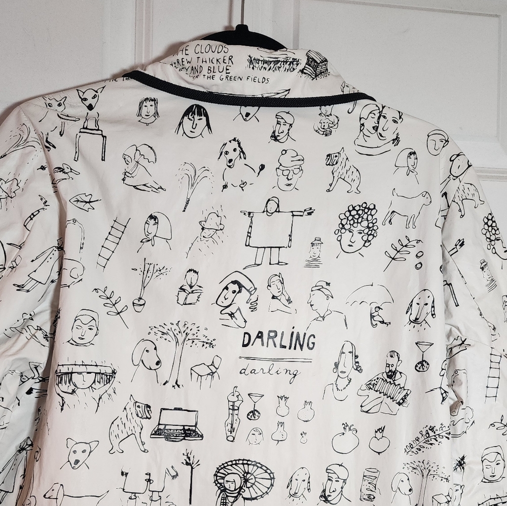 Kate Spade Maira Kalman Vintage Various Illluminations White Black Trench Rain - Picture 9 of 10